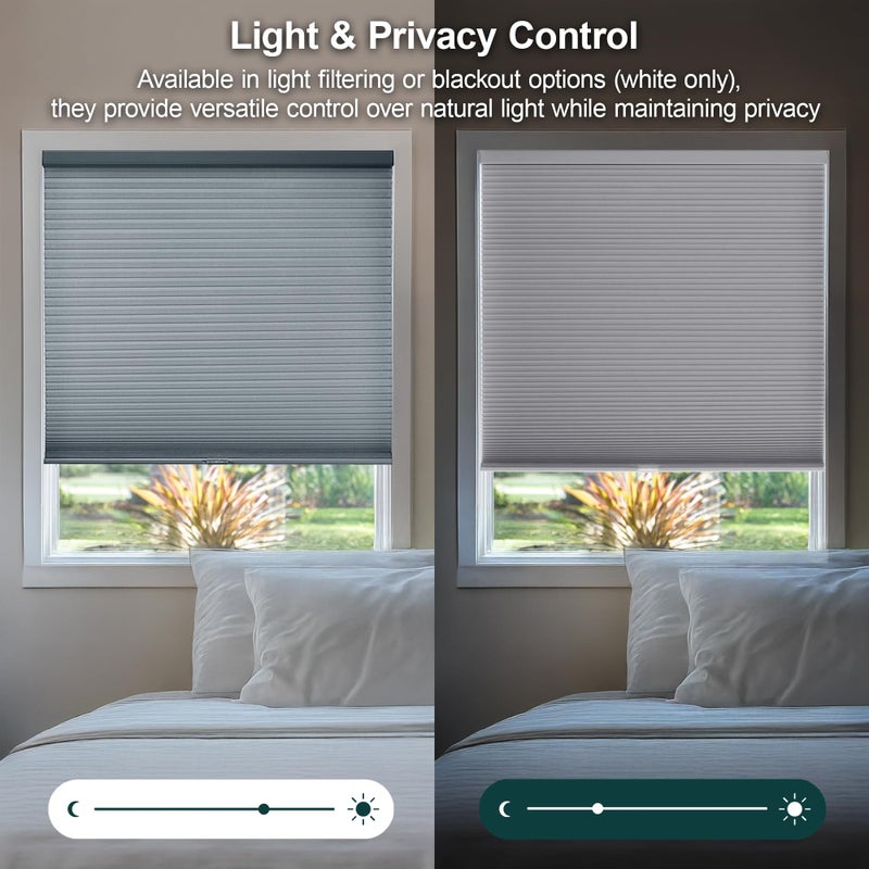 CHICOLOGY Cellular Shades , Window Blinds Cordless , Blinds for Windows , Window Shades for Home , Window Coverings , Cellular Blinds , Door Blinds , Morning Pebble, 30"W X 64"H - Image 3
